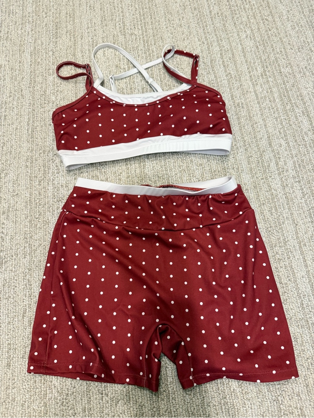 Red Polka Dot Two-Piece Active Shorts Set